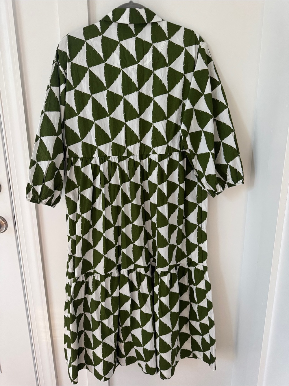 Anthropologie MAEVE The Bettina Tiered Shirt Dress In Green M - Picture 7 of 9